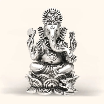 925 Antique Silver Idol Ganesh with Rhodium and Lacquer Coating for Anti-tarnish.